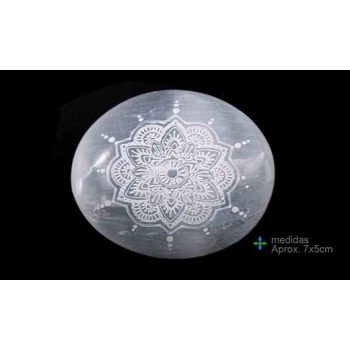 Pedra Selenite Espalmada Mandala 7X5Cm