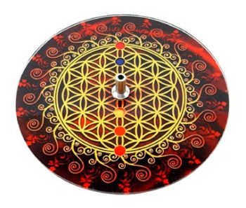 Incensario Vidro Redondo Chackras 10 Cm