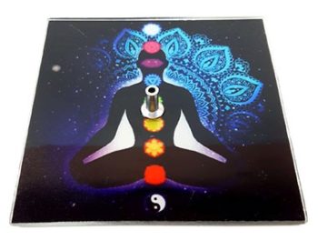 Incensario Vidro Quadrado Chackras 10 Cm