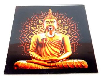 Incensario Vidro Quadrado Buda 10 Cm
