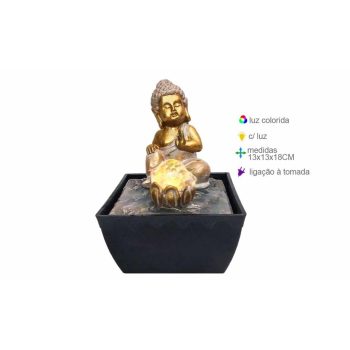 Fonte Resina Buda Dourado 13X13X18Cm