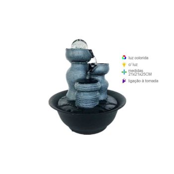 Fonte Resina Cascata Luz 21X21X25Cm