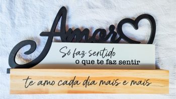 Placa Mesa Mdf Amor 24x14cm
