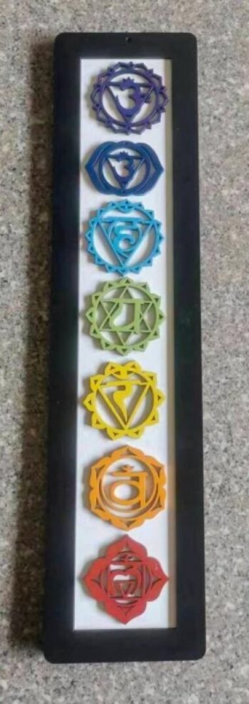 Quadro Madeira 7 Chakras 41x10cm