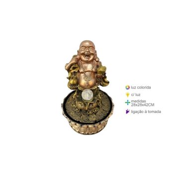 Fonte Resina Buda Luz 28x28x42cm