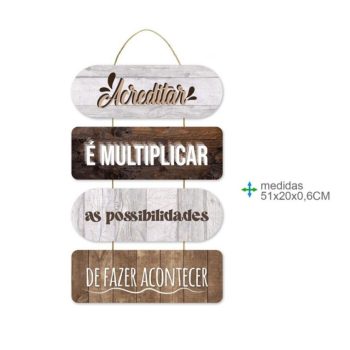 Placa Mdf Mensagens 51x20cm