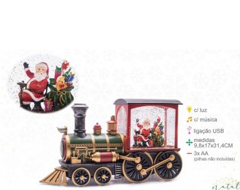 Lanterna Pai Natal Comboio 10x17x32cm