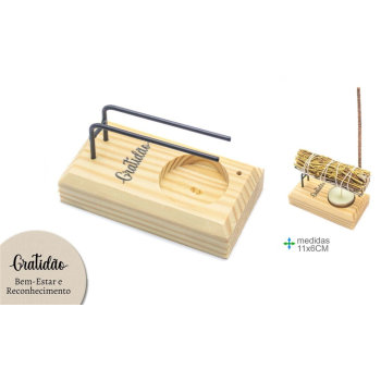 Queimador Madeira Gratidão 11cm