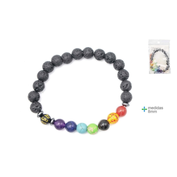 Pulseira Pedra Vulcânica 7 Chakras 8mm