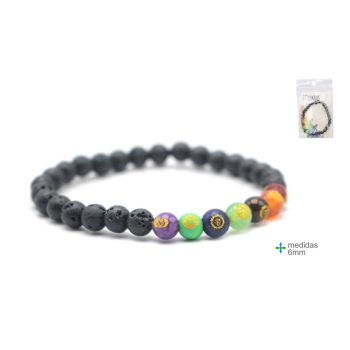 Pulseira Pedra Vulcânica 7 Chakras 6mm