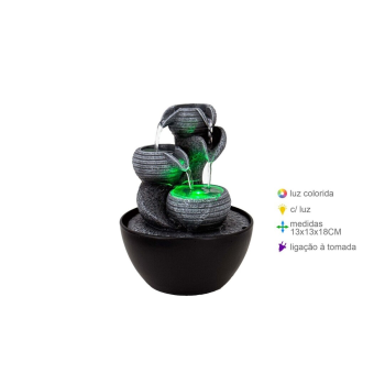 Fonte Resina Cascata Luz 13x13x18cm