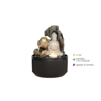 Fonte Resina Buda Luz 17x17x22cm