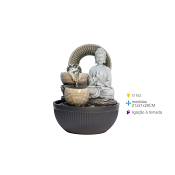 Fonte Resina Buda Luz 21x21x26cm