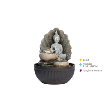 Fonte Resina Buda Luz 21x21x26cm