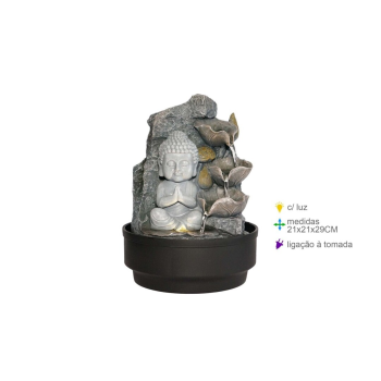 Fonte Resina Buda Luz 21x21x28cm