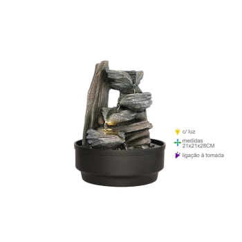 Fonte Resina decoração Luz 21x21x28cm