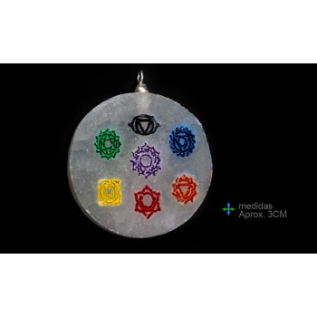 Pendente Selenite 7 Chakras 3cm