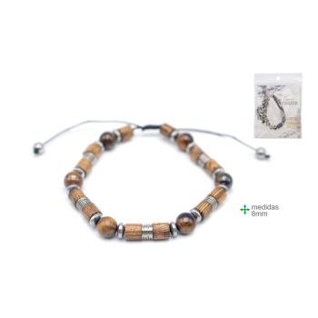 Pulseira Olho Tigre e Hematite 8mm