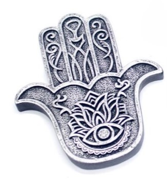 Porta Inc Metal Prata Mão Fátima 9.5x11cm